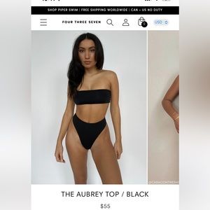 437 four three seven Aubrey black bikini top size medium